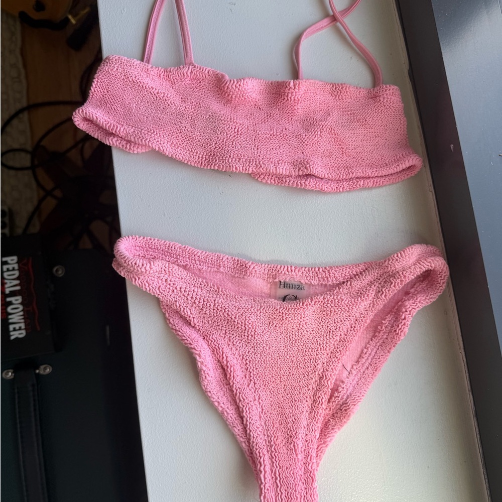 Hunza G Bubblegum Pink Textured Bikini Set